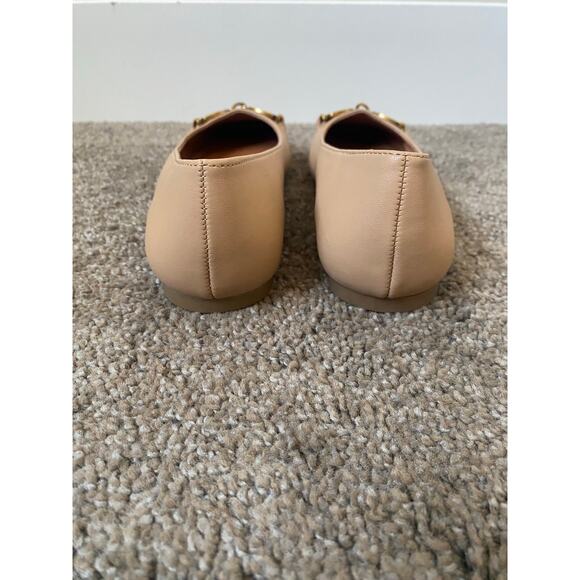 Asos Nude Ballet Flat With Square Toe and Gold Buckle- Size US 7 (UK Size 5) - Picture 4 of 9